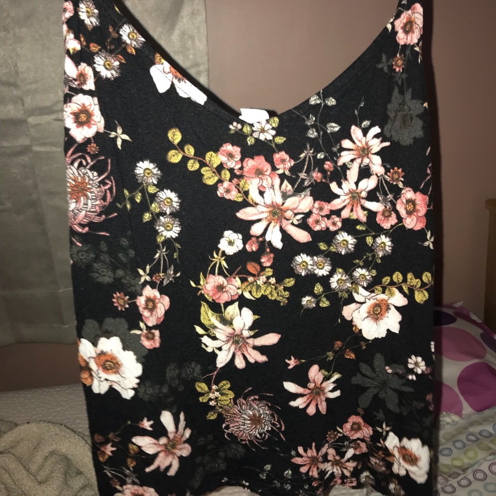 string strap floral tank top